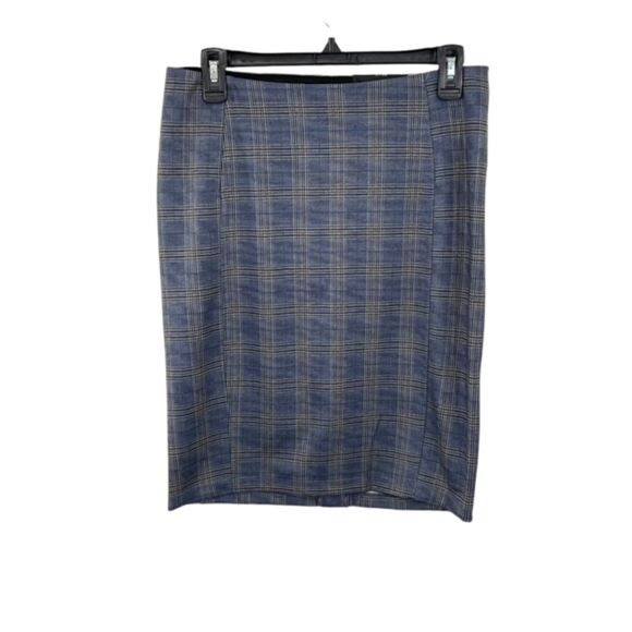 NWT Liverpool Blue Plaid Print‎ Stretch Pencil Skirt Size 6P - Picture 3 of 7